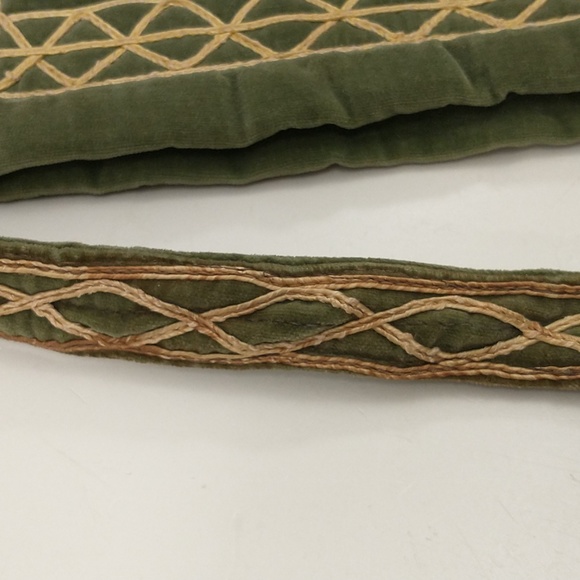 Authentic 70s Vintage Bohemian Velvet Purse Cotton w Applique sm Boho Handbag - Picture 7 of 9